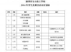 深圳市宝山技工学 2014年学生竞赛及活动计划表