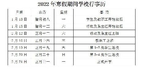 2022年寒假期间疫情防控致全校师生的公开信